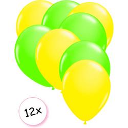 Ballonnen Neon Geel & Neon Groen 12 stuks 25 cm